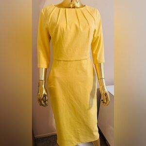 Marycrafts Elegant Form Fitting Yellow Pencil Back Split Dress, Size 10, NWT